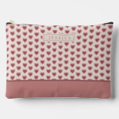 Monogram Retro Hearts Pink Burgundy アクセサリーポーチ (正面)