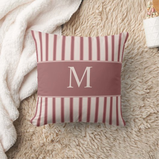 Monogram Retro Hearts Pink Burgundy クッション (ブランケット)