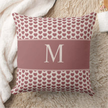 Monogram Retro Hearts Pink Burgundy
