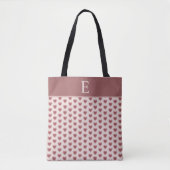 Monogram Retro Hearts Pink Burgundy トートバッグ (正面)
