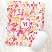 Monogram Retro Marble Abstract Pattern Pink マウスパッド