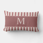 Monogram Retro Stripes Pink Burgundy ランバークッション (正面)