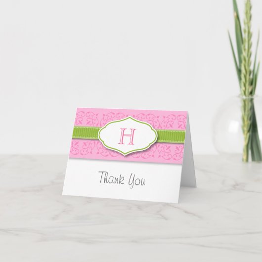 Monogram Ribbon & Seal Thank You Note Card サンキューカード (正面)