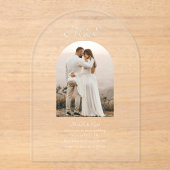 Monogram Romantic Arch Photo Elegant Wedding アクリル招待状 (正面)