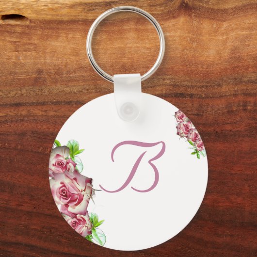 Monogram Rose with Name Keychain キーホルダー (正面)