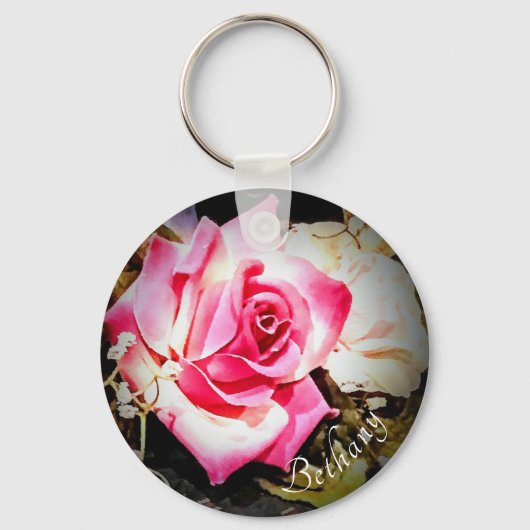 Monogram Rose with Name Keychain キーホルダー (裏面)