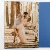 Monogram Royal Blue French Victorian Photo Wedding 三つ折り招待状 (内部最初)