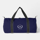 Monogram Royal Blue Stylish Modern Minimalist ダッフルバッグ (正面)