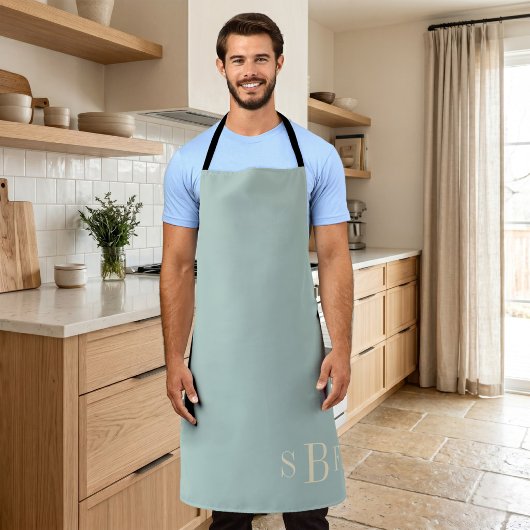 Monogram Sage Green Boho Modern Kitchen Gift エプロン