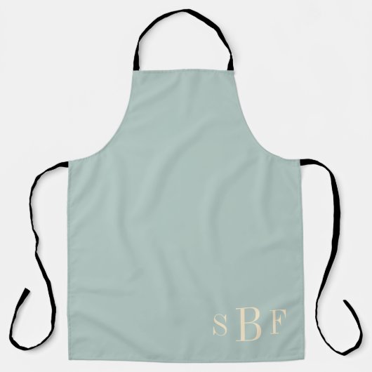 Monogram Sage Green Boho Modern Kitchen Gift エプロン (正面)