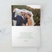 Monogram Sage Green Leafの結婚写真ありがとう カード (内部)