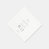 Monogram Sage Green Quote Adventure Begins Wedding スタンダードカクテルナプキン (角)