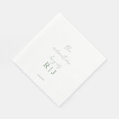 Monogram Sage Green Quote Script Minimal Wedding スタンダードランチョンナプキン (角)