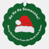 Monogram Santa Merry Christmas オーナメントカード (裏面)