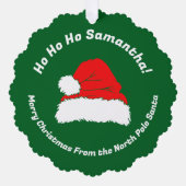 Monogram Santa Merry Christmas オーナメントカード (正面)