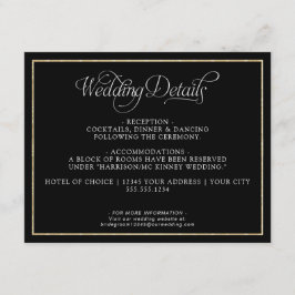 Monogram Script金ゴールドBlack結婚の詳細 エンクロージャーカード