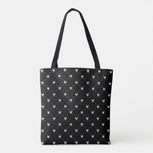 Monogram Script Bow Tote Bag – Black & White トートバッグ (裏面)