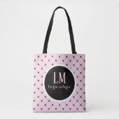 Monogram Script Bow Tote Bag – Pink & Black トートバッグ (正面)