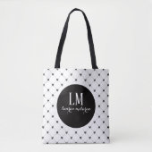 Monogram Script Bow Tote Bag – White & Black トートバッグ (正面)