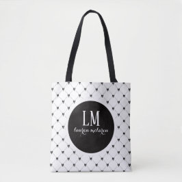 Monogram Script Bow Tote Bag – White & Black トートバッグ