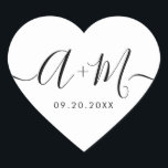 Monogram Script Custom Wedding date Heart ハートシール<br><div class="desc">Elevate your wedding details with the Minimalist Monogram Script Custom Wedding Date Heart shaped Sticker (see other shapes). This elegant and personalized sticker adds a touch of sophistication to your wedding stationery, allowing you to showcase your monogram and wedding date in a simple yet impactful way. The sticker features a...</div>