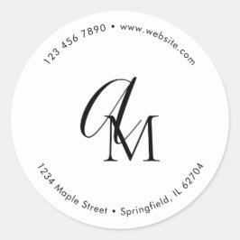Monogram Script Marketing White ラウンドシール