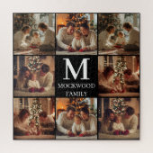 Monogram Script Multi Photo Family Gift ジグソーパズル (縦)