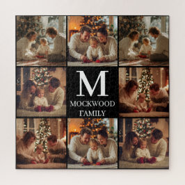 Monogram Script Multi Photo Family Gift ジグソーパズル