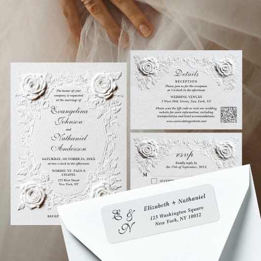 Monogram Script Timeless Wedding Return Address  ラベル