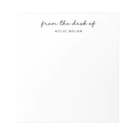 Monogram Script White からのデスク ノートパッド (正面)