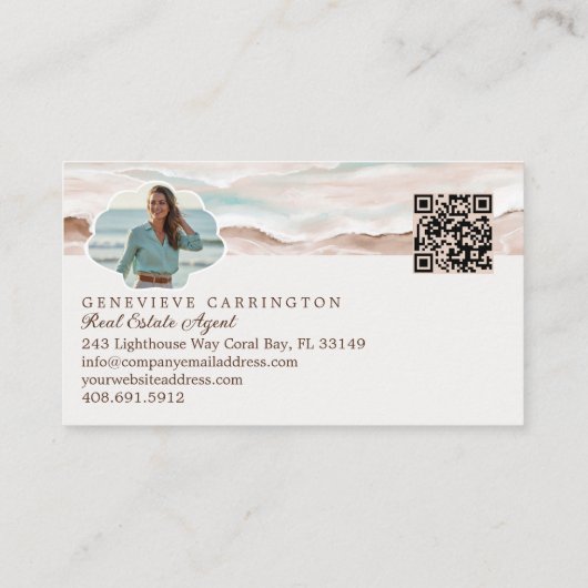 Monogram Seashell Properties Photo Real Estate 名刺 (裏面)