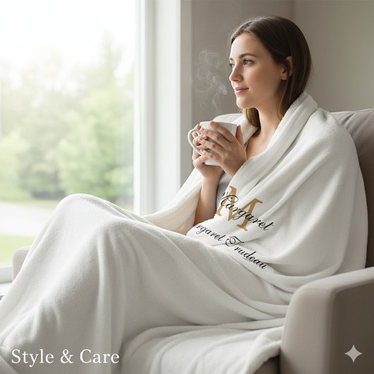 Monogram Sherpa Blanket with Custom Name シェルパブランケット
