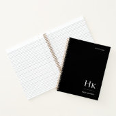 Monogram Simple Elegant Black Personalized Name ノートブック (内部)