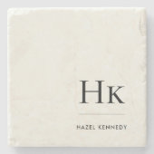Monogram Simple Elegant Feminine Ivory White ストーンコースター (正面)