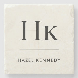 Monogram Simple Elegant Minimal Ivory Monogrammed ストーンコースター