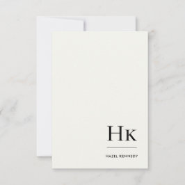 Monogram Simple Elegant Minimal Monogrammed Ivory ノートカード