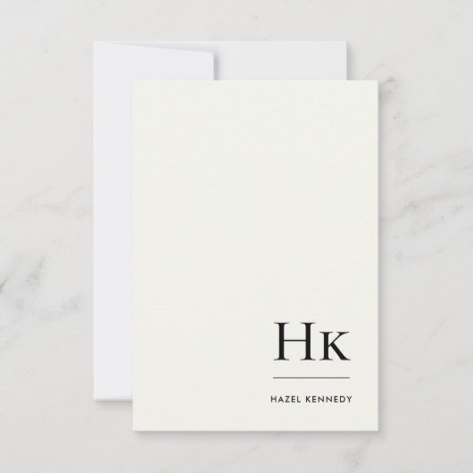 Monogram Simple Elegant Minimal Monogrammed Ivory ノートカード (正面)
