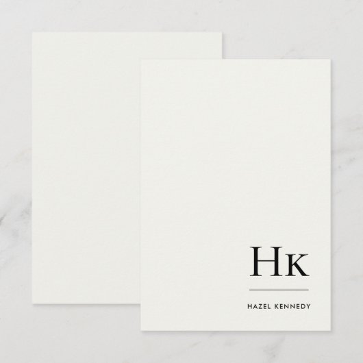 Monogram Simple Elegant Minimal Monogrammed Ivory ノートカード (正面/裏面)