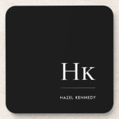 Monogram Simple Elegant Minimalist Chic Black コースター (正面)