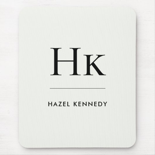 Monogram Simple Elegant Minimalist Classic Ivory マウスパッド (正面)