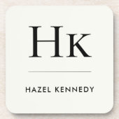 Monogram Simple Elegant Minimalist Ivory White コースター (正面)