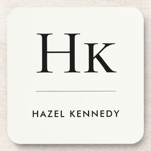 Monogram Simple Elegant Minimalist Ivory White コースター (正面)