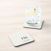 Monogram Simple Elegant Minimalist Ivory White コースター (右側)