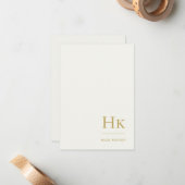 Monogram Simple Elegant Monogrammed Ivory and Gold ノートカード (正面/裏面インサイチュ)