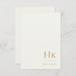 Monogram Simple Elegant Monogrammed Ivory and Gold ノートカード