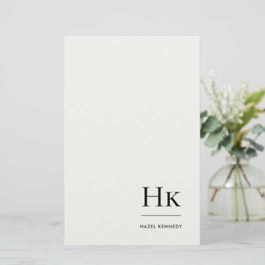 Monogram Simple Ivory Monogrammed Personalized 便箋 (スタンド正面)
