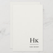 Monogram Simple Ivory Monogrammed Personalized 便箋 (正面/裏面)