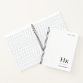 Monogram Simple Minimalist White Personalized Name ノートブック (内部)