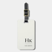 Monogram Simple Modern Elegant Ivory White Classic ラゲッジタグ (正面縦)