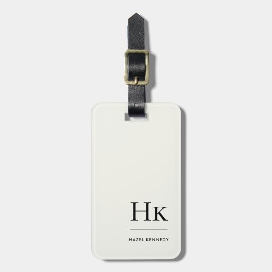 Monogram Simple Modern Elegant Ivory White Classic ラゲッジタグ (正面縦)